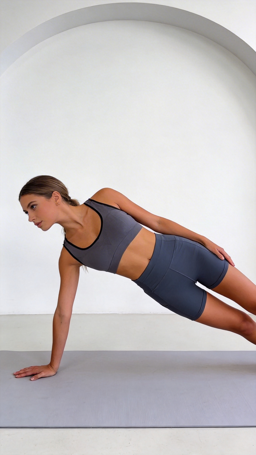 High-Waist Dark Gray Yoga Shorts with Side Pockets