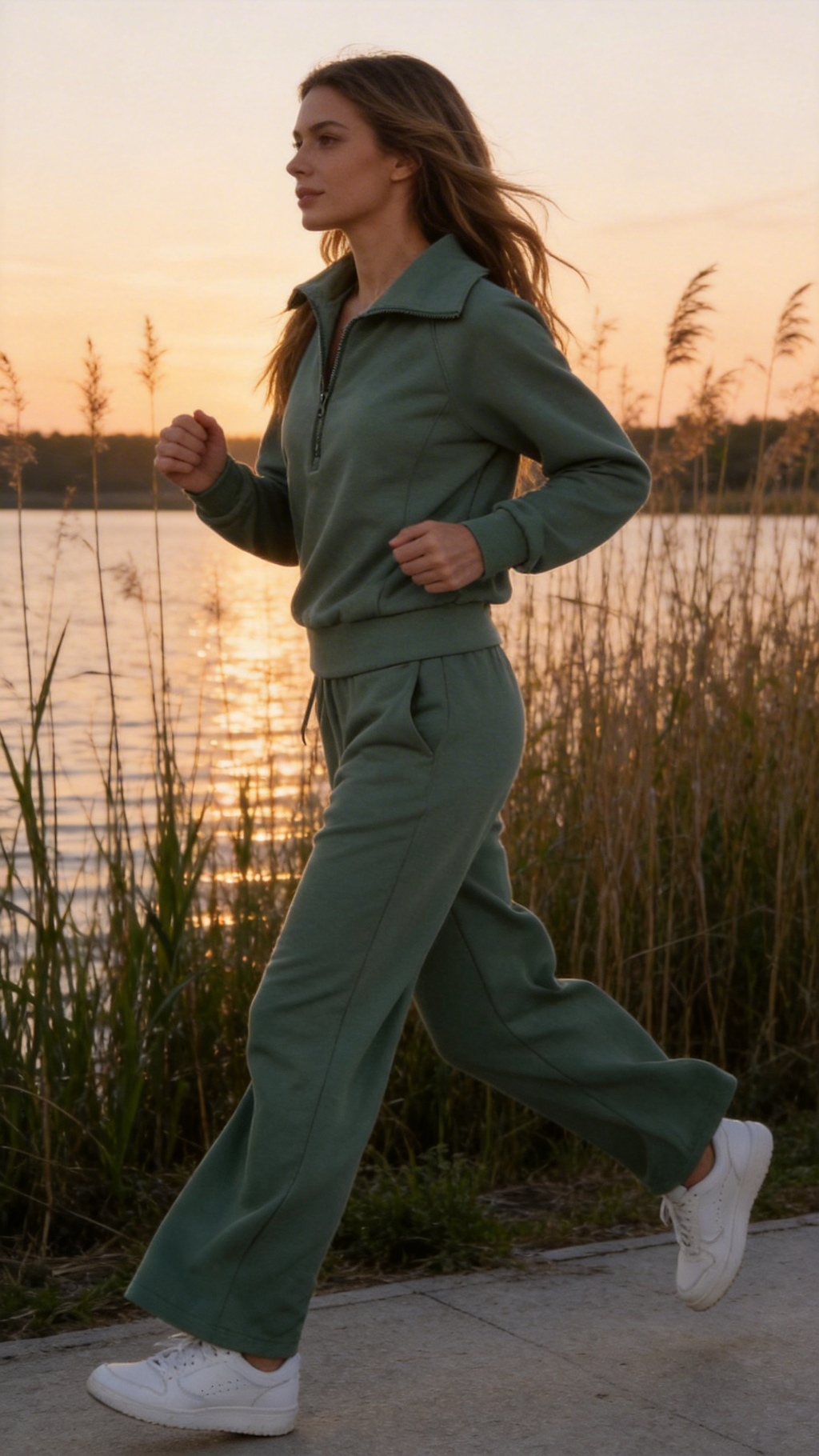 Sage Green Half-Zip Lounge Set