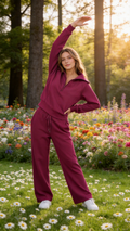 Fuchsia Half-Zip Lounge Set