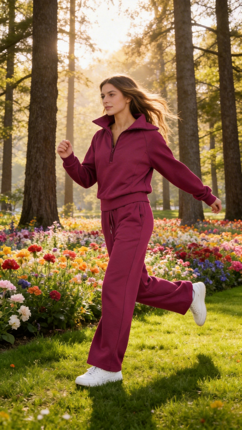 Fuchsia Half-Zip Lounge Set